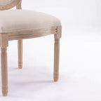 2 Solid Wood Frame Linen Fabric Oval Back Dining Chairs