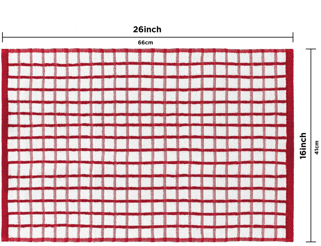 Premium Dish Towels for Kitchen with Hanging Loop 8 Pack 16x26 inch Red Color