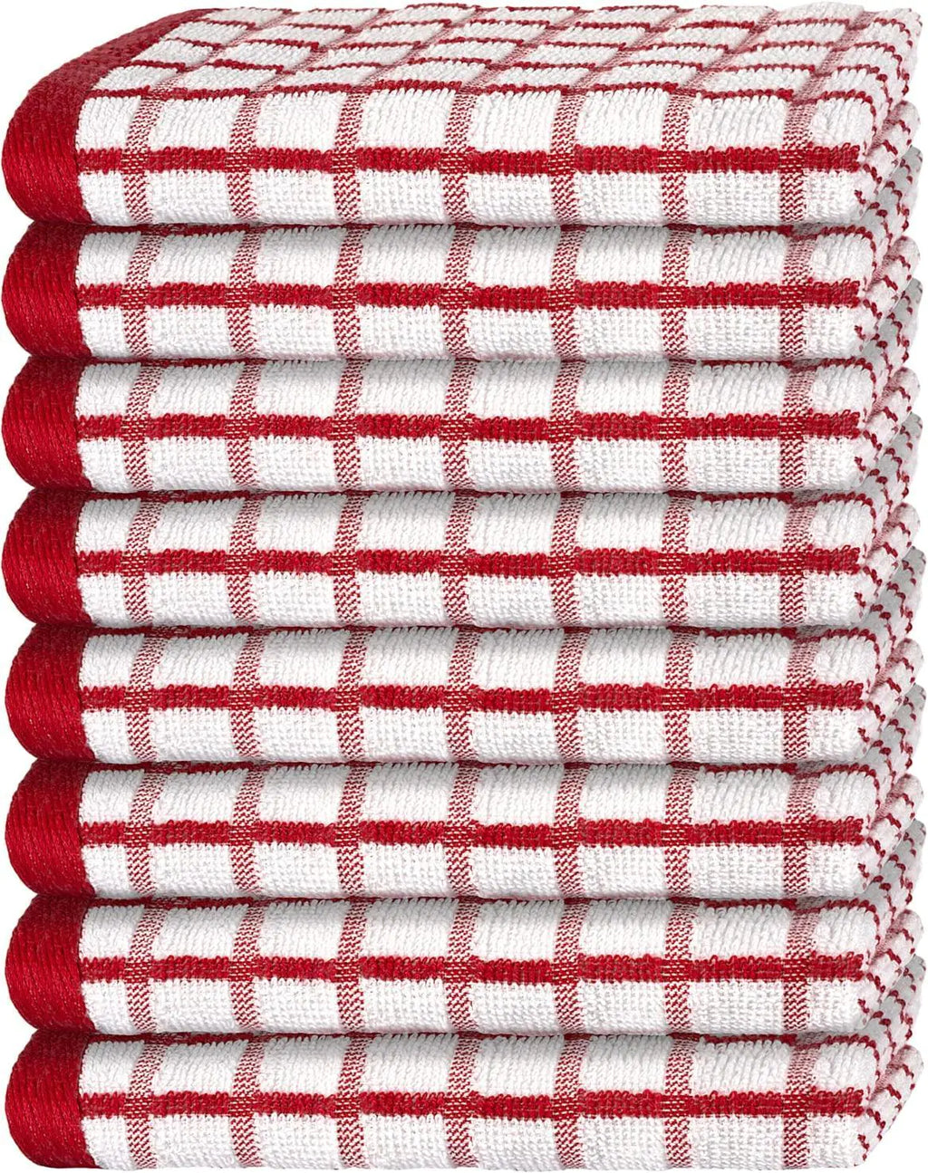Premium Dish Towels for Kitchen with Hanging Loop 8 Pack 16x26 inch Red Color