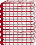 Premium Dish Towels for Kitchen with Hanging Loop 8 Pack 16x26 inch Red Color